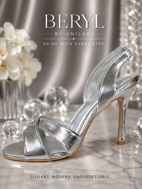 Unilady “Beryl” Silver Metallic Strappy Heels – Size 9 – New in Box